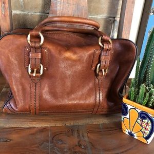 Distressed “bowling bag” style purse